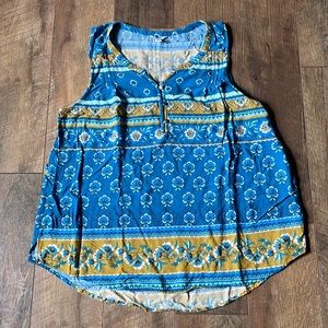 🛍️3/$20❗️Sonoma women’s XXL blue flower print sleeveless blouse #8